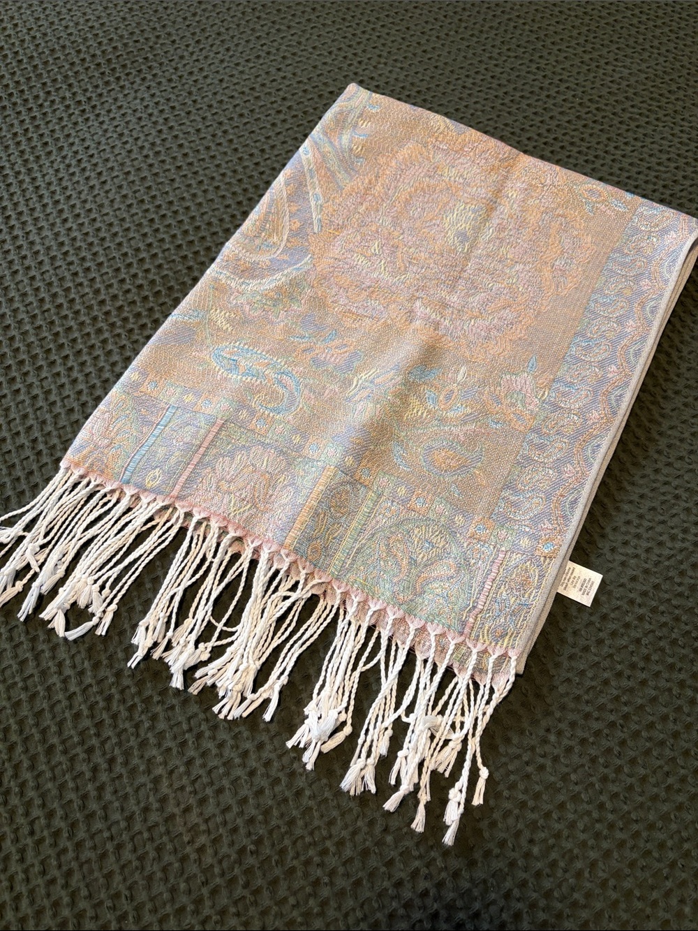 Pastel Paisley Fringed Scarf Shawl